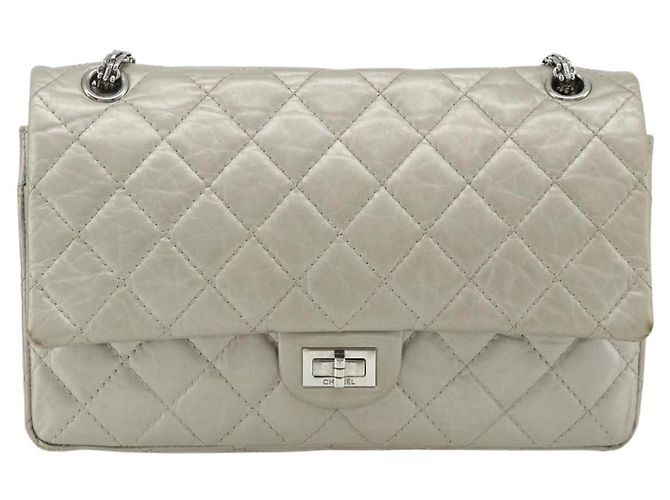 Borsa a Spalla CHANEL Chain Matelassé 2.55 in Pelle di Agnello con CC Argento Auth ka4200V - vista 13