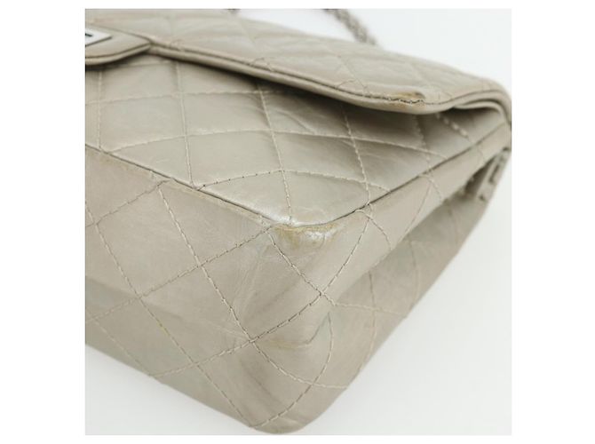 Borsa a Spalla CHANEL Chain Matelassé 2.55 in Pelle di Agnello con CC Argento Auth ka4200V - vista 15