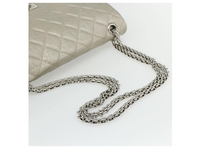 Borsa a Spalla CHANEL Chain Matelassé 2.55 in Pelle di Agnello con CC Argento Auth ka4200V - vista 7