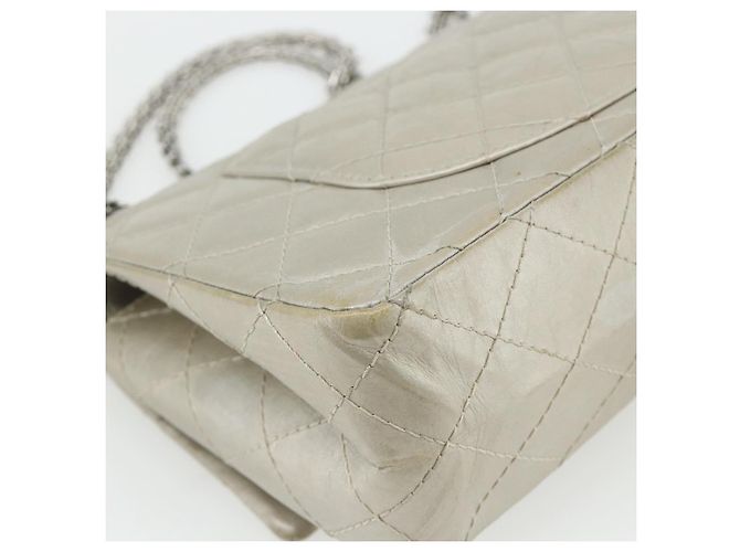 Borsa a Spalla CHANEL Chain Matelassé 2.55 in Pelle di Agnello con CC Argento Auth ka4200V - vista 8