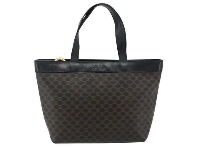 Céline Borsa a mano in tela Macadam CELINE in pelle PVC nera e oro Auth 178219A Nero D'oro - vista 13