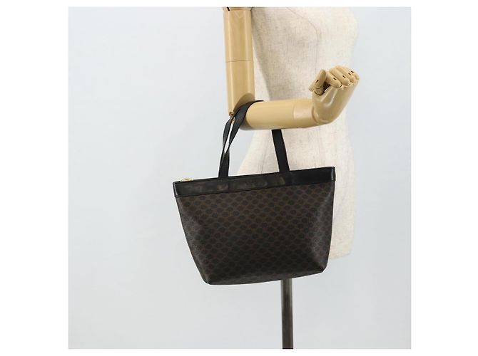 Céline Borsa a mano in tela Macadam CELINE in pelle PVC nera e oro Auth 178219A Nero D'oro - vista 22