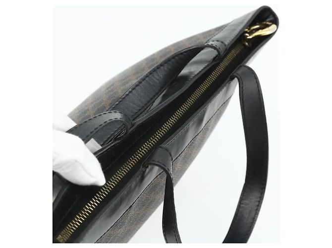 Céline Borsa a mano in tela Macadam CELINE in pelle PVC nera e oro Auth 178219A Nero D'oro - vista 6
