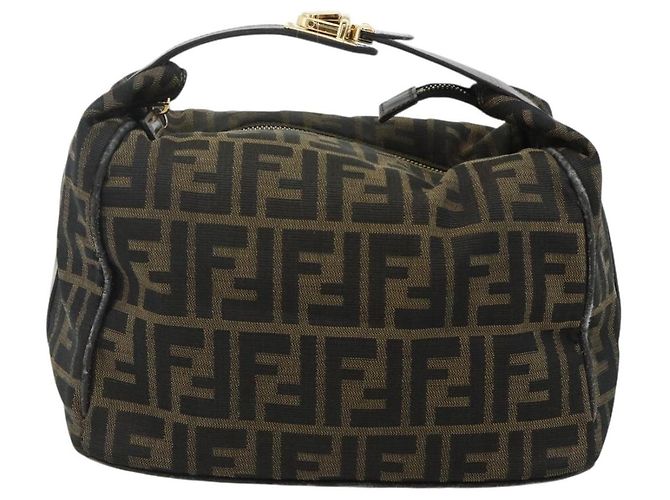 Bolso de mano de lona Zucca FENDI negro y marrón Auth bs34936 Castaño - vista 13