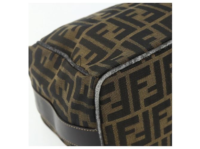 Bolso de mano de lona Zucca FENDI negro y marrón Auth bs34936 Castaño - vista 14