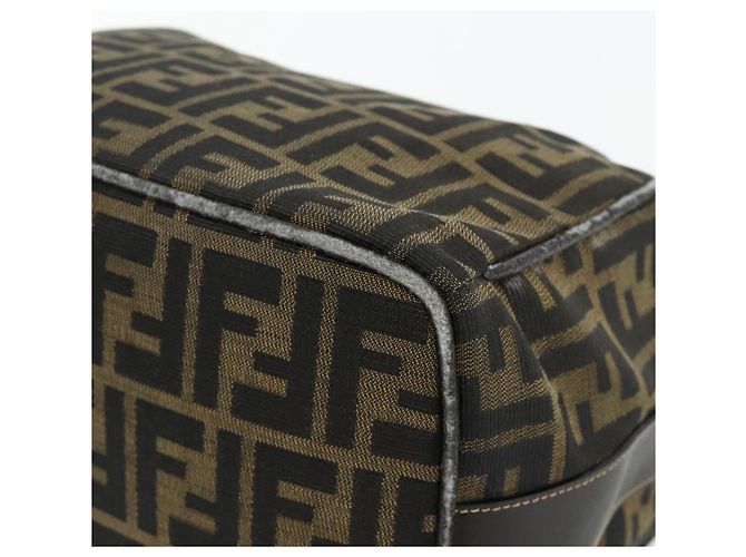 Bolso de mano de lona Zucca FENDI negro y marrón Auth bs34936 Castaño - vista 15