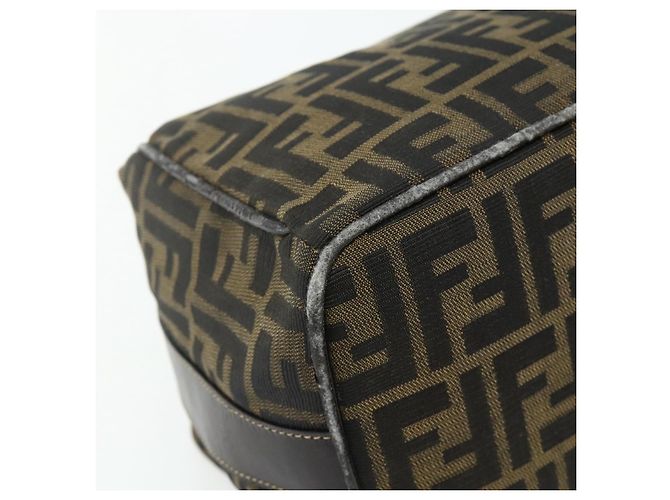 Bolso de mano de lona Zucca FENDI negro y marrón Auth bs34936 Castaño - vista 16
