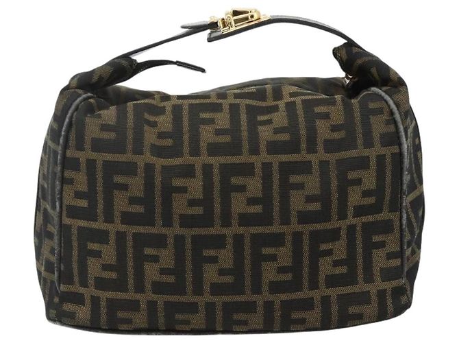 Bolso de mano de lona Zucca FENDI negro y marrón Auth bs34936 Castaño - vista 2