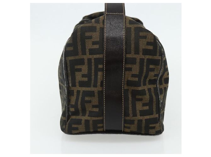 Bolso de mano de lona Zucca FENDI negro y marrón Auth bs34936 Castaño - vista 3