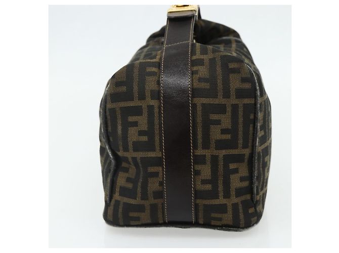 Bolso de mano de lona Zucca FENDI negro y marrón Auth bs34936 Castaño - vista 4