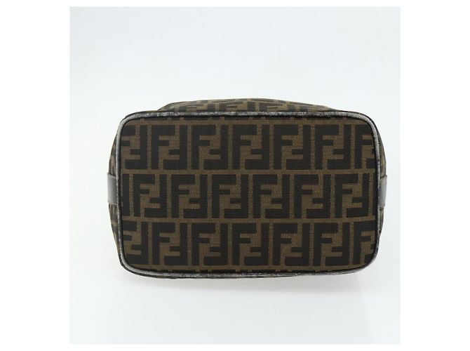 Bolso de mano de lona Zucca FENDI negro y marrón Auth bs34936 Castaño - vista 5