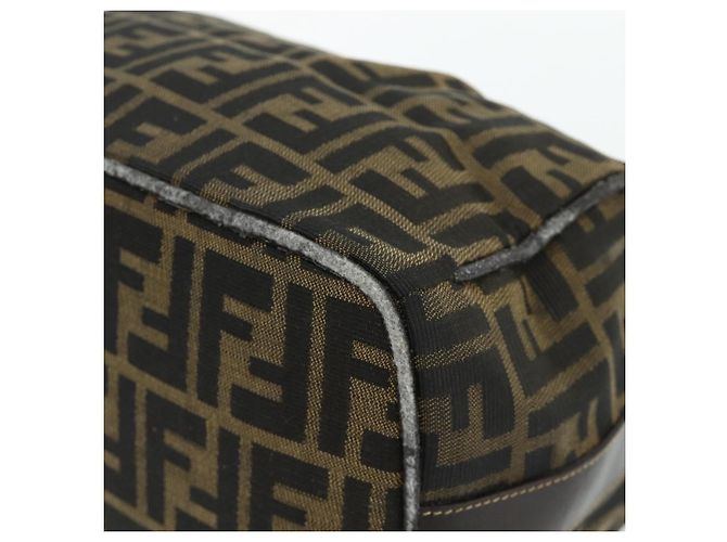 Bolso de mano de lona Zucca FENDI negro y marrón Auth bs34936 Castaño - vista 8