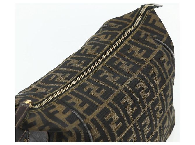 Bolso de mano de lona Zucca FENDI negro y marrón Auth bs34936 Castaño - vista 9
