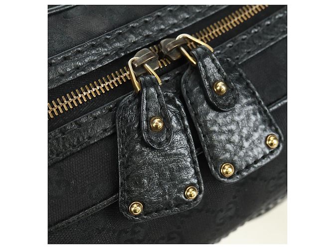 Borsa a mano in tela GG Gucci Nera Oro 211967 Auth 177510V Nero D'oro - vista 16