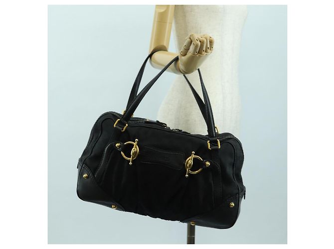 Borsa a mano in tela GG Gucci Nera Oro 211967 Auth 177510V Nero D'oro - vista 24