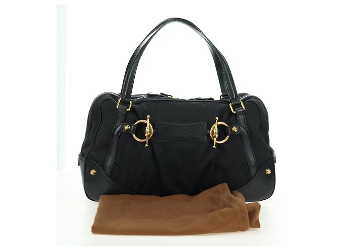 Borsa a mano in tela GG Gucci Nera Oro 211967 Auth 177510V Nero D'oro - vista 25