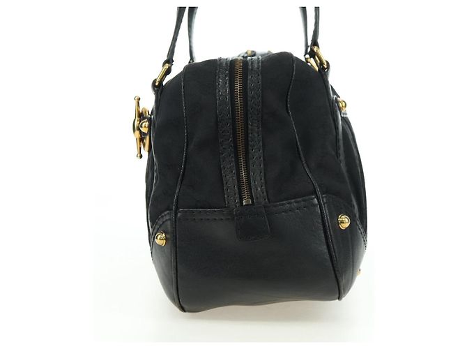 Borsa a mano in tela GG Gucci Nera Oro 211967 Auth 177510V Nero D'oro - vista 4