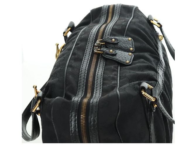 Borsa a mano in tela GG Gucci Nera Oro 211967 Auth 177510V Nero D'oro - vista 6