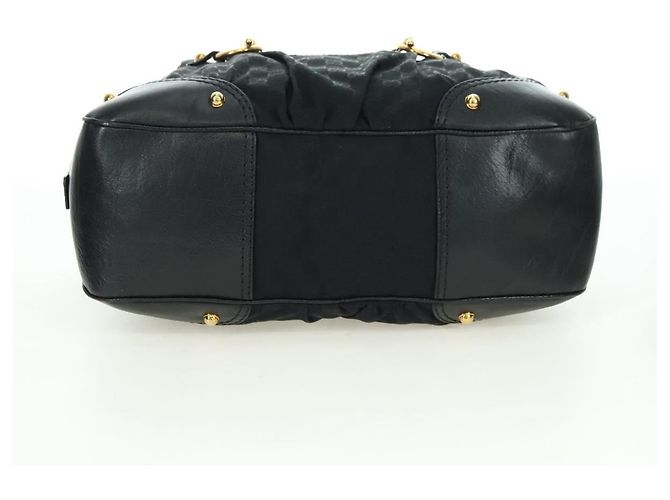 Borsa a mano in tela GG Gucci Nera Oro 211967 Auth 177510V Nero D'oro - vista 9