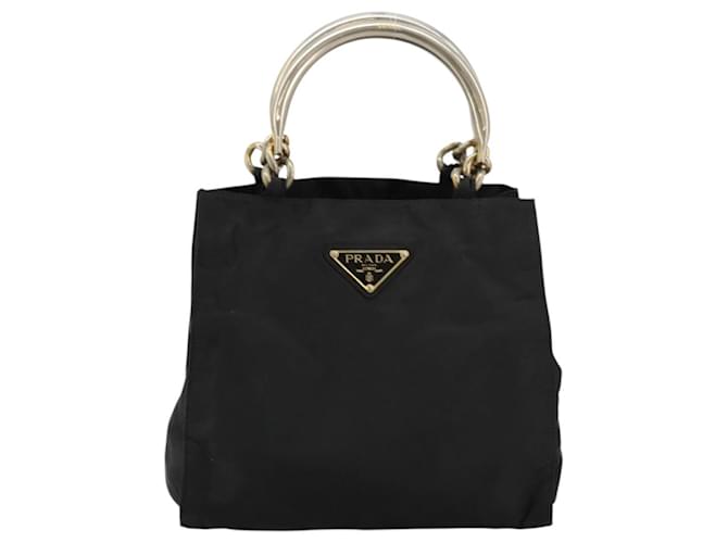 PRADA Borsa a mano con catena in nylon nero e oro Auth bs34582 D'oro - vista 13