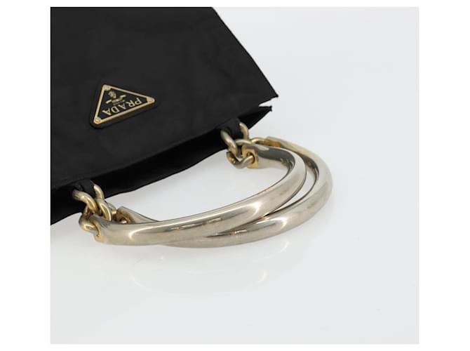 PRADA Borsa a mano con catena in nylon nero e oro Auth bs34582 D'oro - vista 7