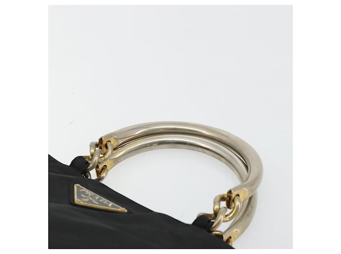 PRADA Borsa a mano con catena in nylon nero e oro Auth bs34582 D'oro - vista 8