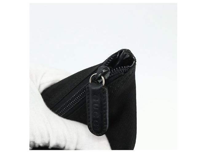Borsa a mano in nylon nero e argento Gucci Bamboo 002 2854 0412 5 Auth bs34591 - vista 15
