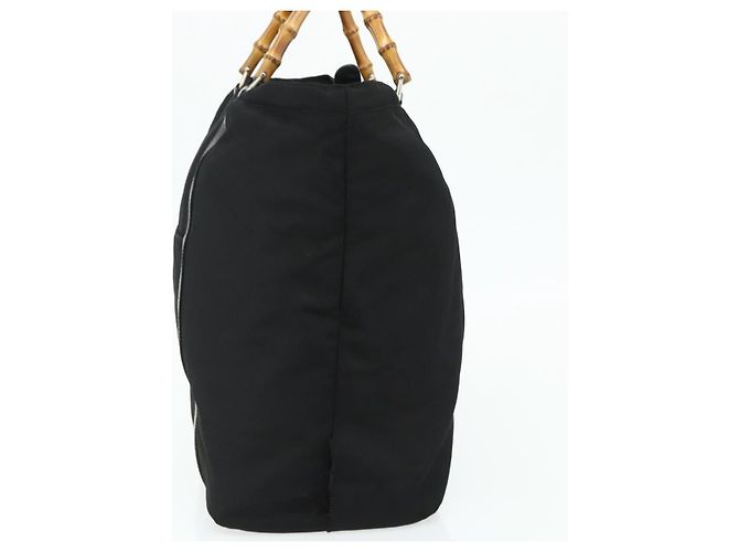 Borsa a mano in nylon nero e argento Gucci Bamboo 002 2854 0412 5 Auth bs34591 - vista 5