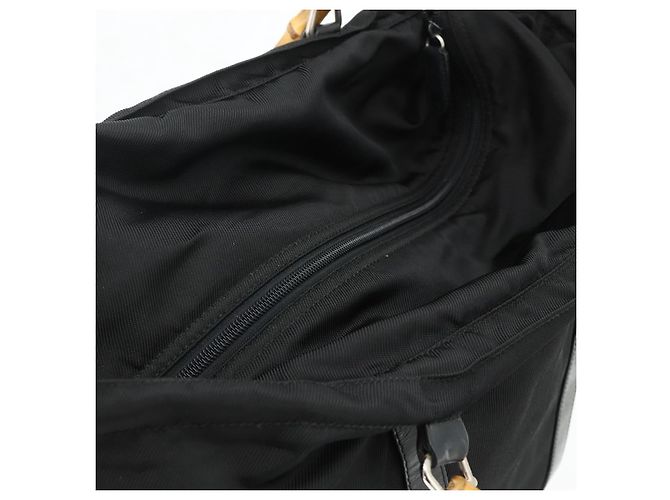 Borsa a mano in nylon nero e argento Gucci Bamboo 002 2854 0412 5 Auth bs34591 - vista 6