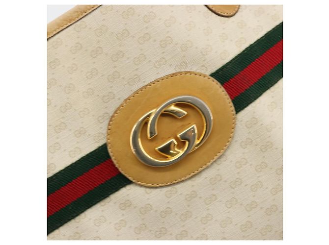 Borsa Sherry Line GG Supreme Web di GUCCI in PVC avorio e rosso 002 904 0131 Auth 177498 Verde Crudo - vista 14