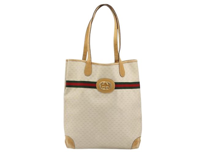 Borsa Sherry Line GG Supreme Web di GUCCI in PVC avorio e rosso 002 904 0131 Auth 177498 Verde Crudo - vista 2