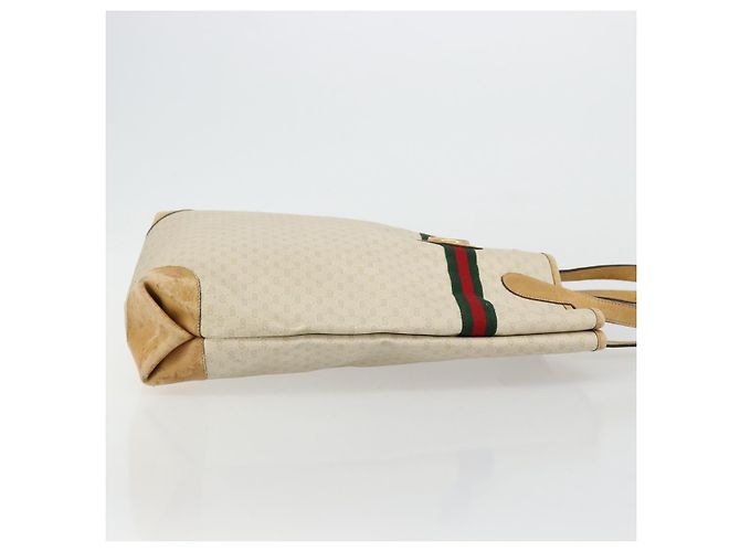 Borsa Sherry Line GG Supreme Web di GUCCI in PVC avorio e rosso 002 904 0131 Auth 177498 Verde Crudo - vista 4
