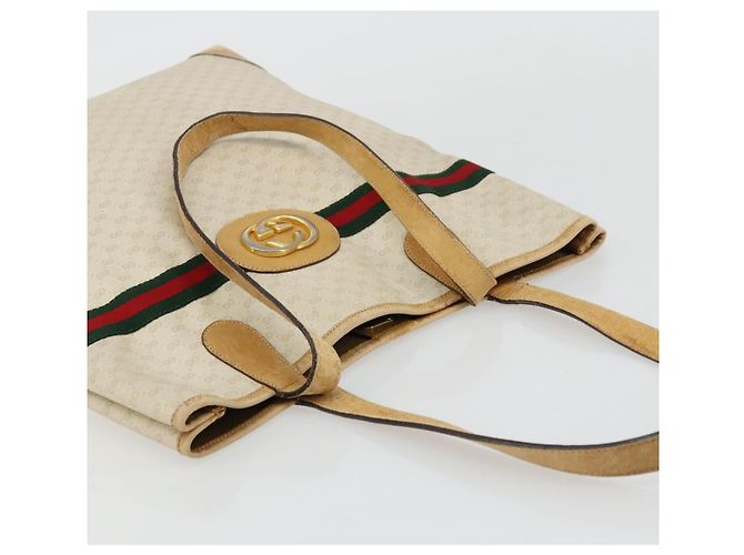 Borsa Sherry Line GG Supreme Web di GUCCI in PVC avorio e rosso 002 904 0131 Auth 177498 Verde Crudo - vista 6