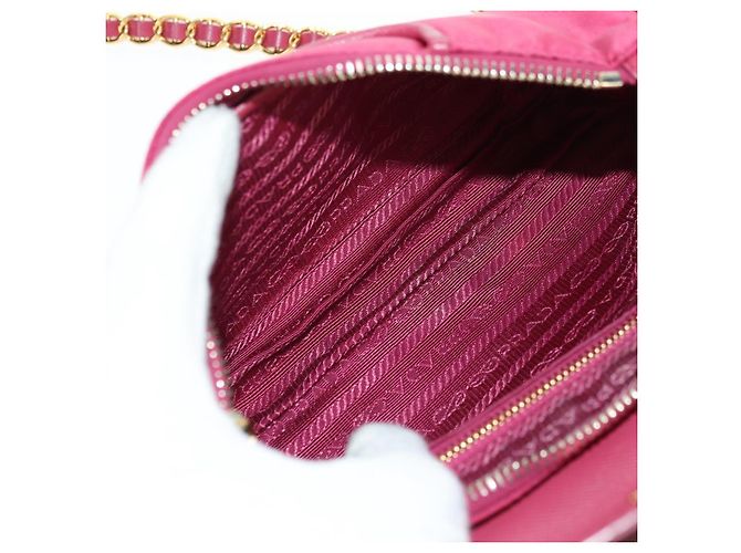 PRADA Borsa a Spalla con Catena Nylon Rosa Oro Auth 177013V D'oro - vista 10