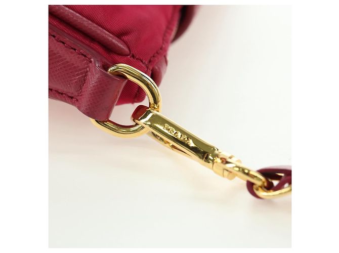 PRADA Borsa a Spalla con Catena Nylon Rosa Oro Auth 177013V D'oro - vista 18