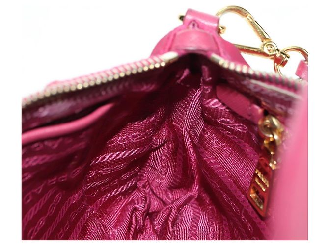 PRADA Borsa a Spalla con Catena Nylon Rosa Oro Auth 177013V D'oro - vista 22