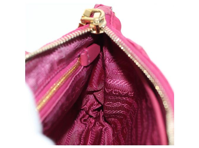 PRADA Borsa a Spalla con Catena Nylon Rosa Oro Auth 177013V D'oro - vista 23