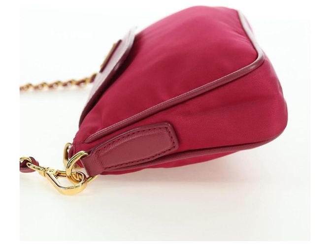 PRADA Borsa a Spalla con Catena Nylon Rosa Oro Auth 177013V D'oro - vista 3