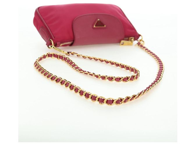PRADA Borsa a Spalla con Catena Nylon Rosa Oro Auth 177013V D'oro - vista 7