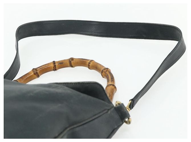 Borsa a Spalla in Pelle Gucci Bamboo 2way Nera Oro Auth 177243 Nero D'oro - vista 10