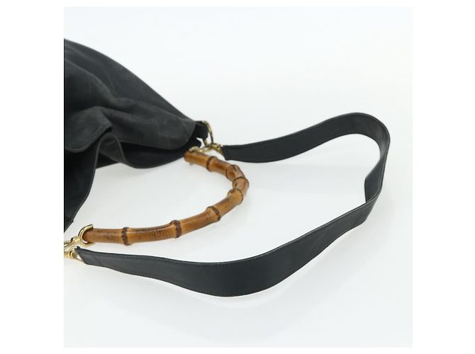 Borsa a Spalla in Pelle Gucci Bamboo 2way Nera Oro Auth 177243 Nero D'oro - vista 9