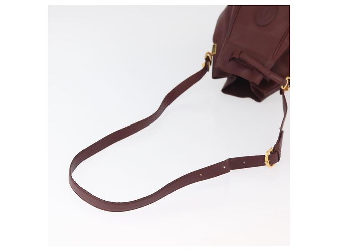 CARTIER Borsa a Spalla Must Line in Pelle Bordeaux Oro Auth 178187 D'oro Bordò - vista 7