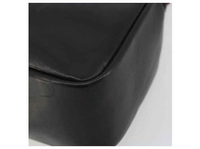 Bolso de mano de cuero Gucci Bamboo negro y dorado Auth 177513 - vista 10
