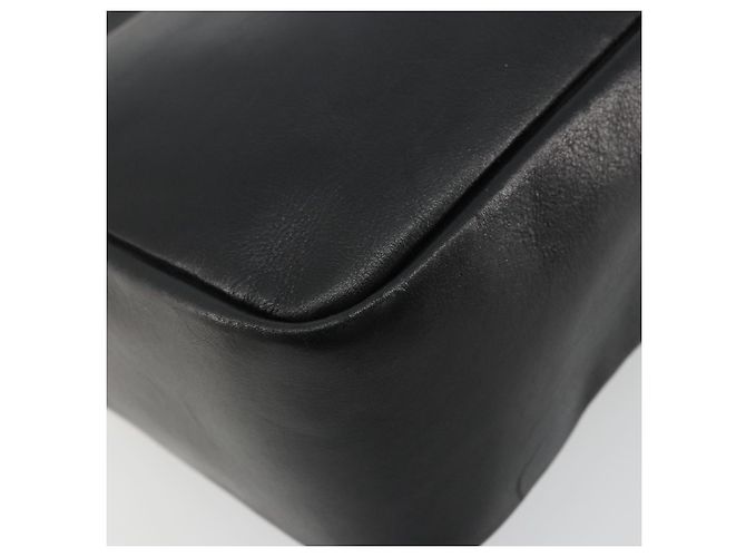 Bolso de mano de cuero Gucci Bamboo negro y dorado Auth 177513 - vista 13