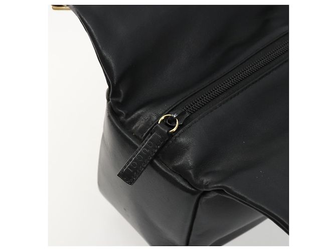 Bolso de mano de cuero Gucci Bamboo negro y dorado Auth 177513 - vista 14