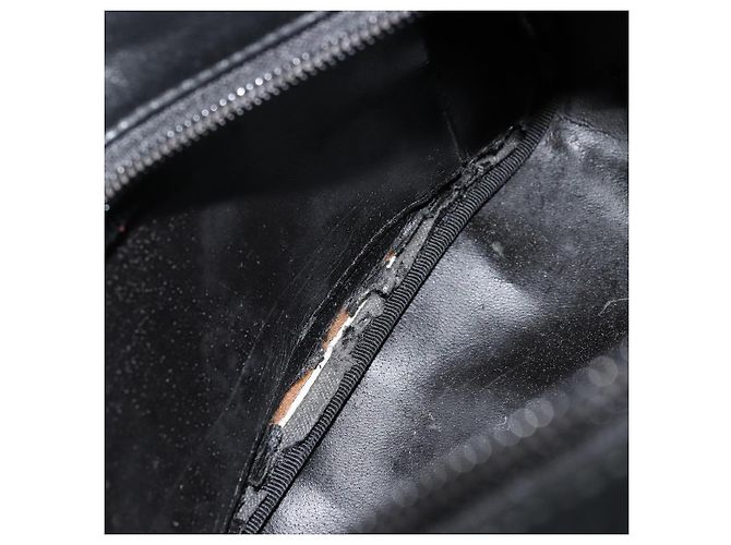 Bolso de mano de cuero Gucci Bamboo negro y dorado Auth 177513 - vista 17
