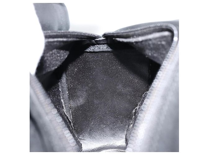 Bolso de mano de cuero Gucci Bamboo negro y dorado Auth 177513 - vista 19