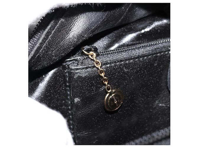 Bolso de mano de cuero Gucci Bamboo negro y dorado Auth 177513 - vista 20