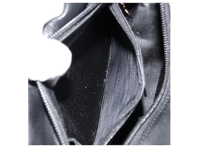 Bolso de mano de cuero Gucci Bamboo negro y dorado Auth 177513 - vista 21