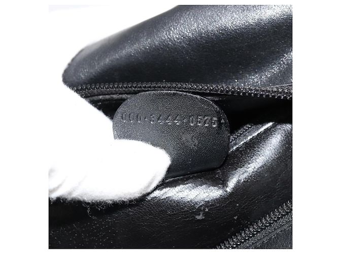 Bolso de mano de cuero Gucci Bamboo negro y dorado Auth 177513 - vista 22
